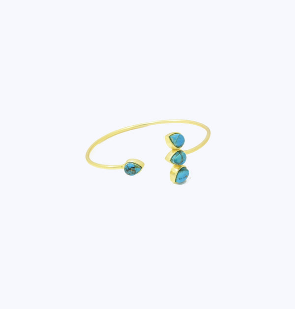 Evie Gold Cuff Bracelet - Blue Turquoise