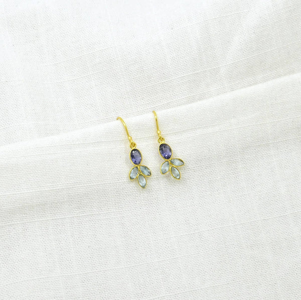 Avra Earrings Gold Silver 925 - Tanzanite & Blue Topaz