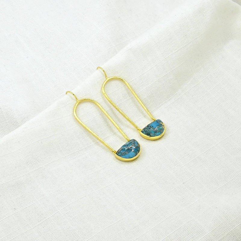 Ilsa Earrings Gold - Blue Turquoise