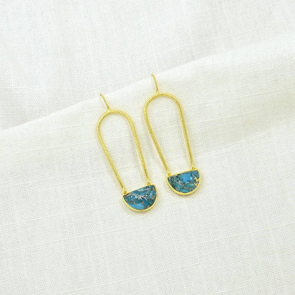 Ilsa Earrings Gold - Blue Turquoise
