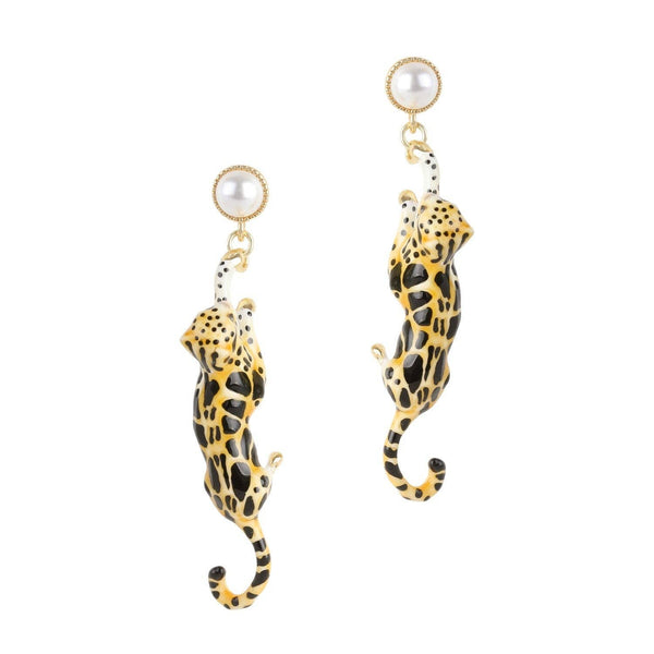 Clouded Leopard Drop Earrings