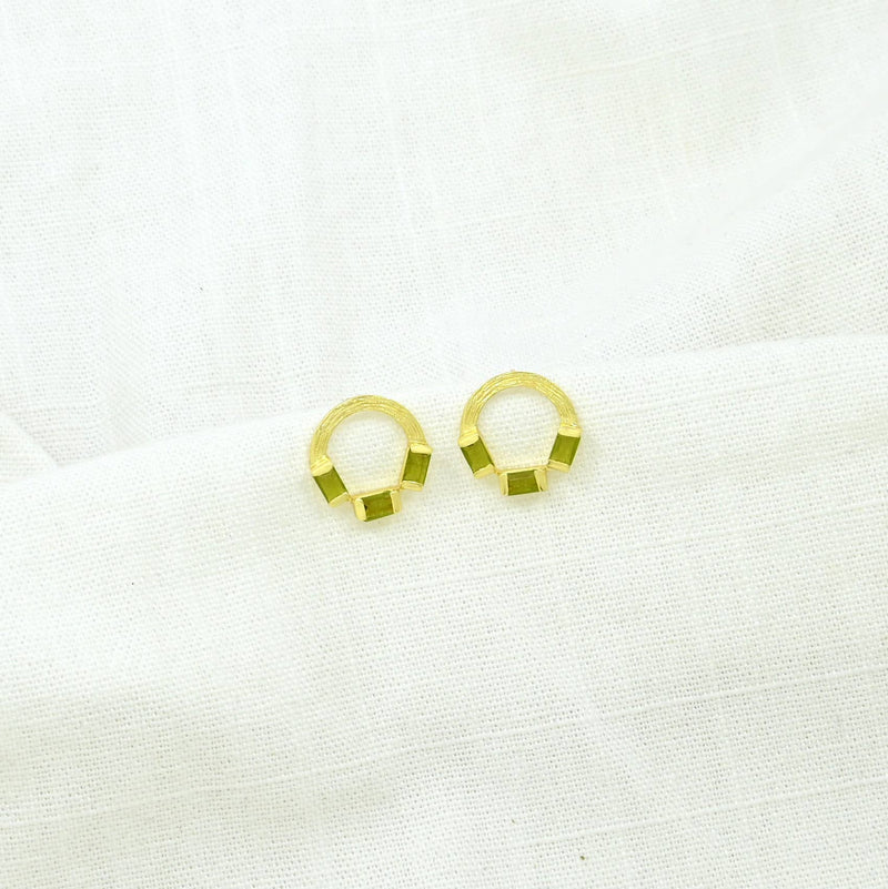 Kendall Stud Earrings Gold - Green Tourmaline