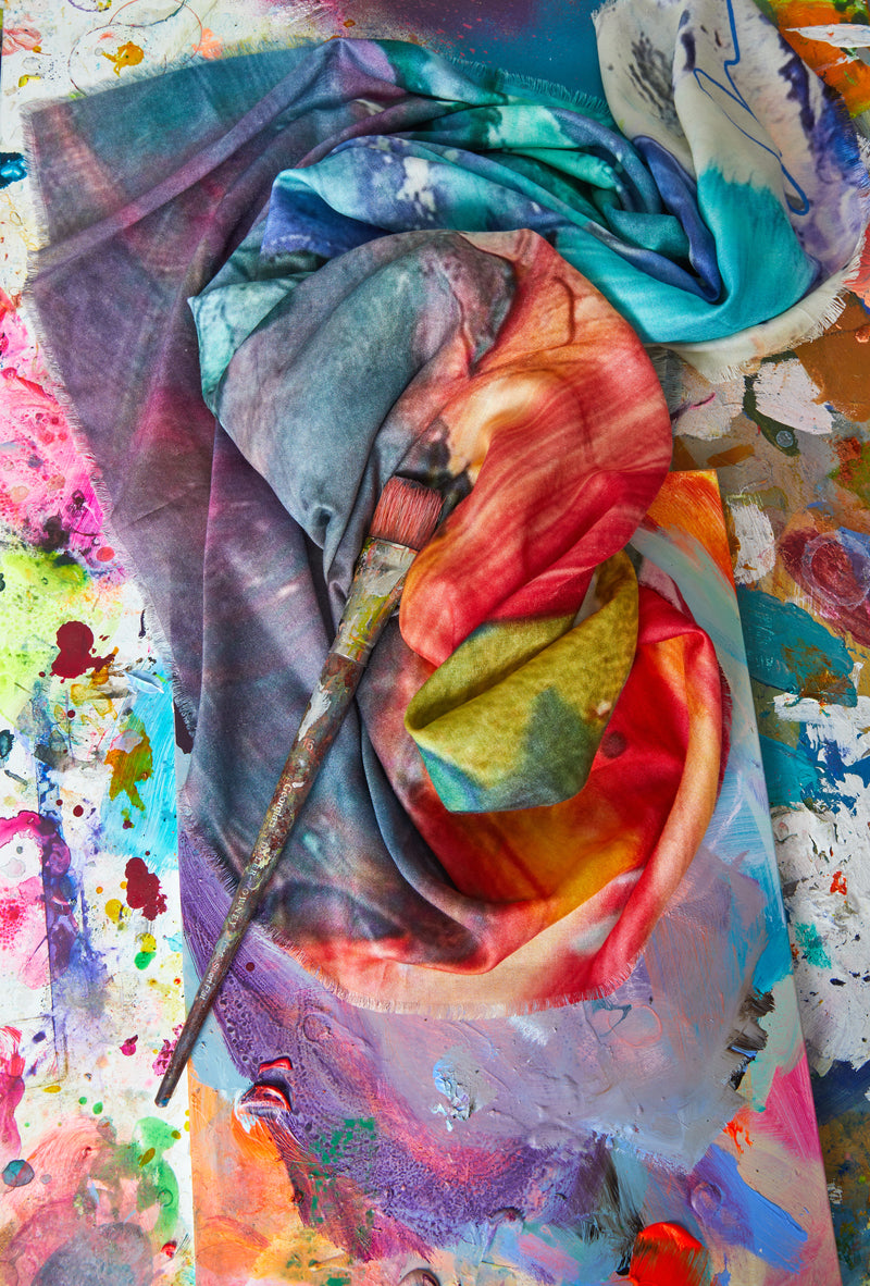 Paint Palette & Paper Scarf - Silk