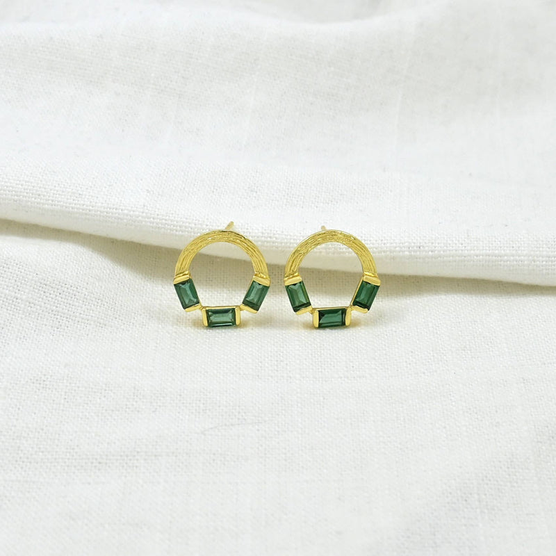 Kendall Stud Earrings Gold - Green Tourmaline