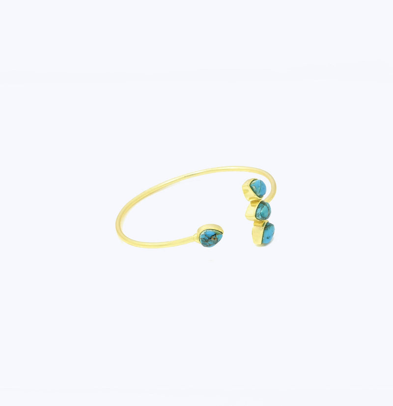 Evie Gold Cuff Bracelet - Blue Turquoise