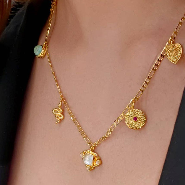 Dionysia Gold Charm Necklace