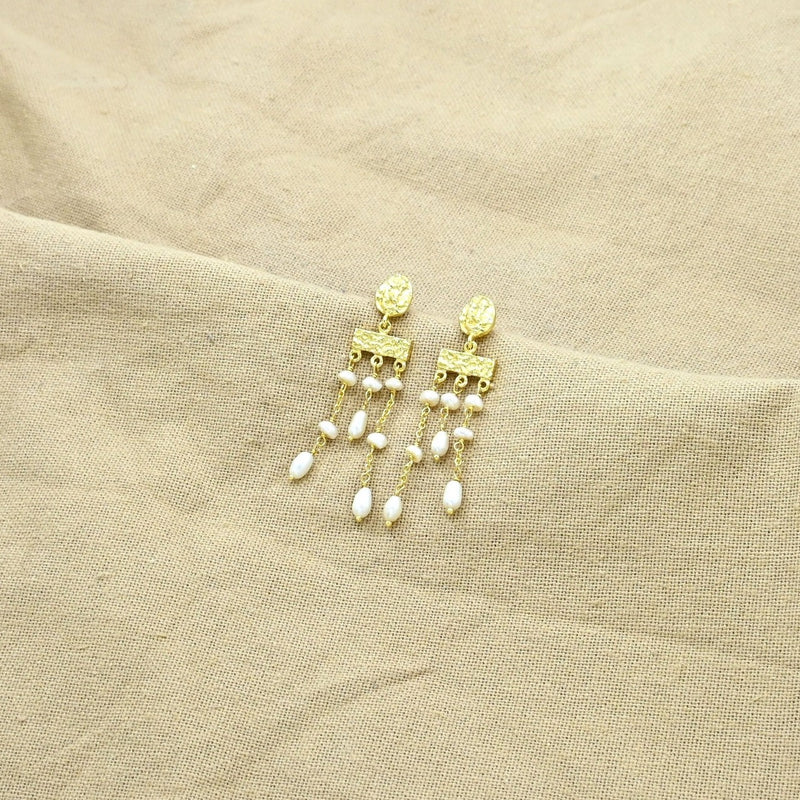 Amaya Earrings Gold - Pearl