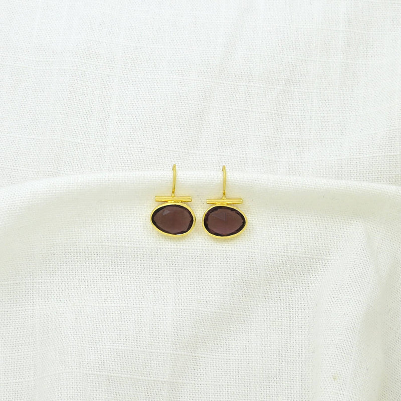 Despina Earrings Gold - Rhodolite