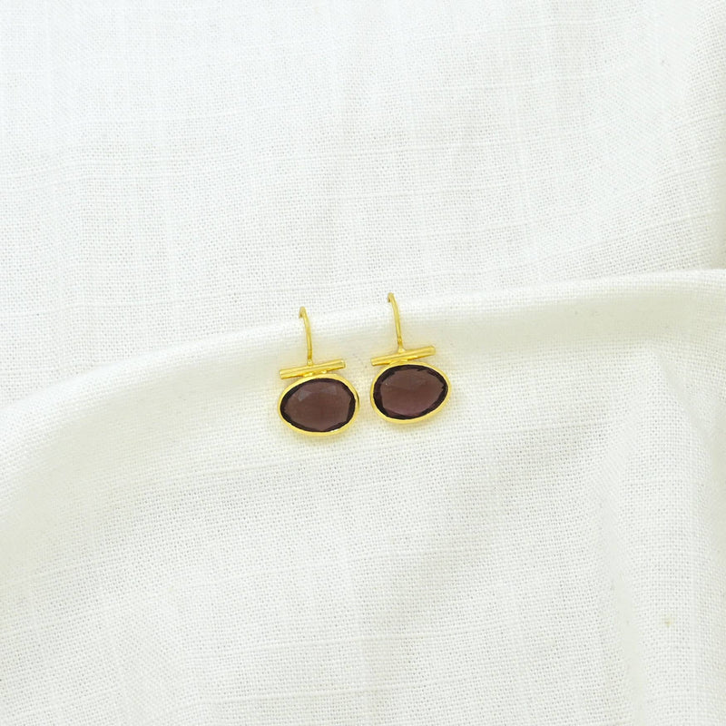 Despina Earrings Gold - Rhodolite