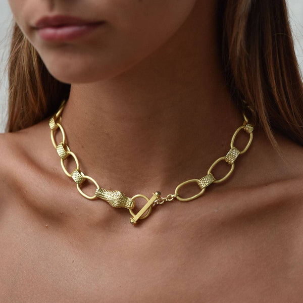 Medusa Chunky Gold Snake Necklace