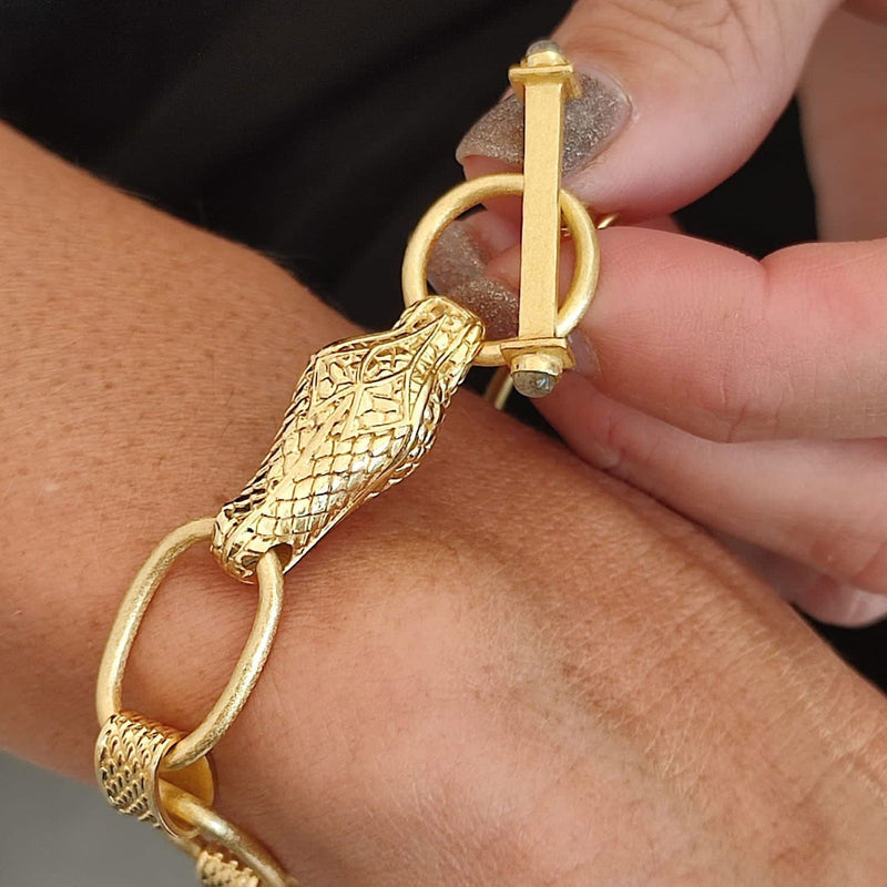 Medusa Chunky Gold Chain Snake Bracelet