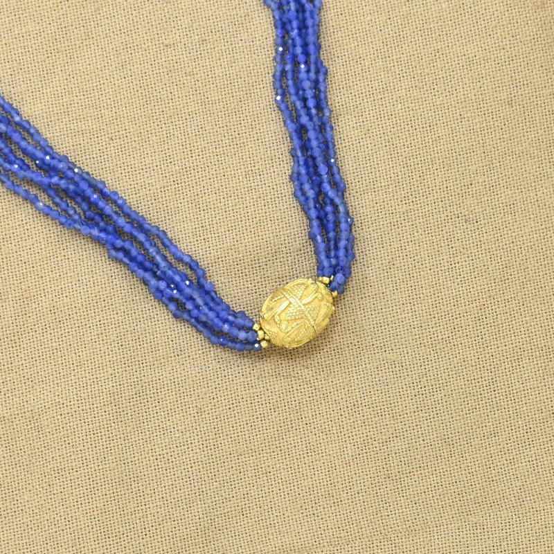 Empress Long Necklace Gold Silver 925 - Sodolite