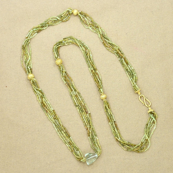 Empress Long Necklace Gold Silver 925 - Green Tourmaline