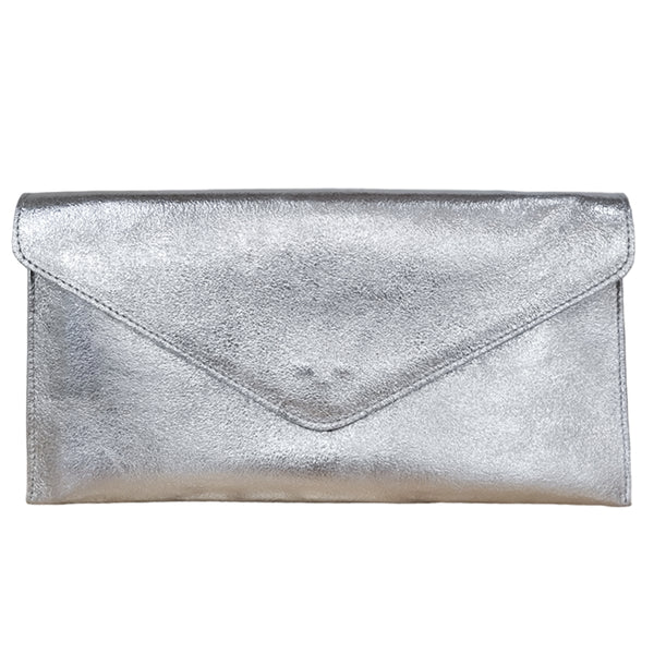 Metallic Envelope Clutch - Silver