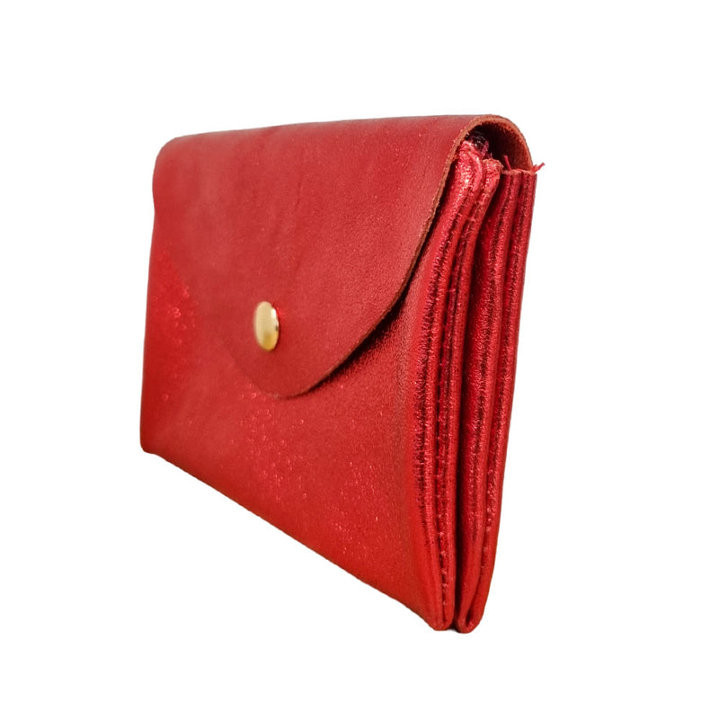 Metallic Pouch Purse - Red
