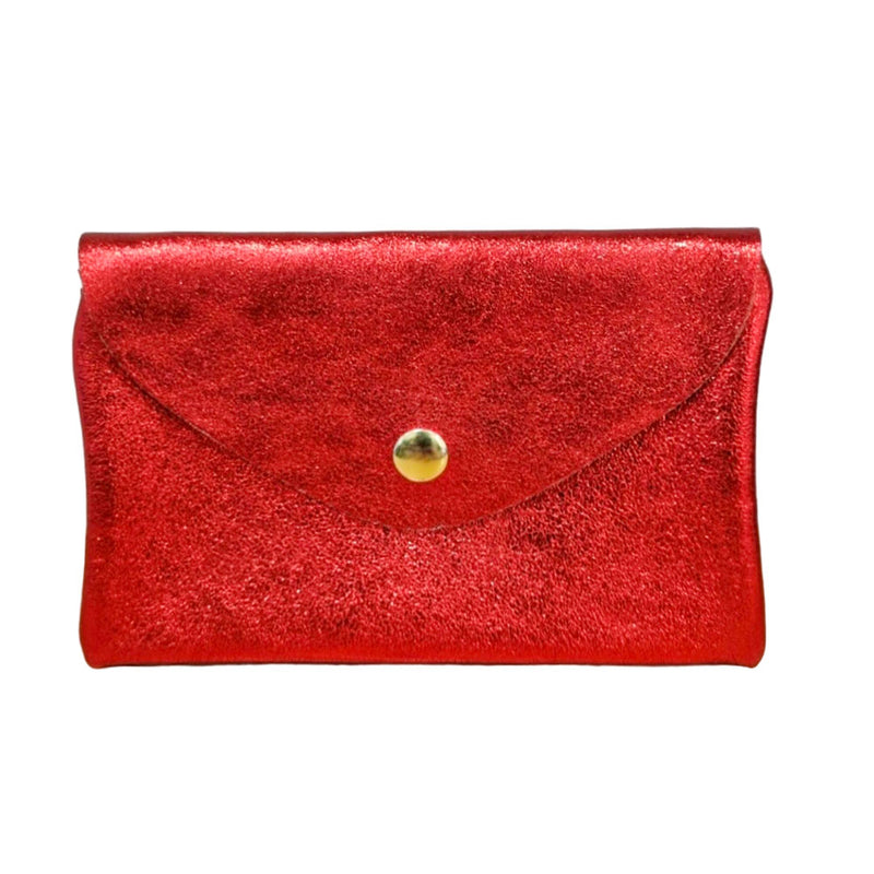 Metallic Pouch Purse - Red