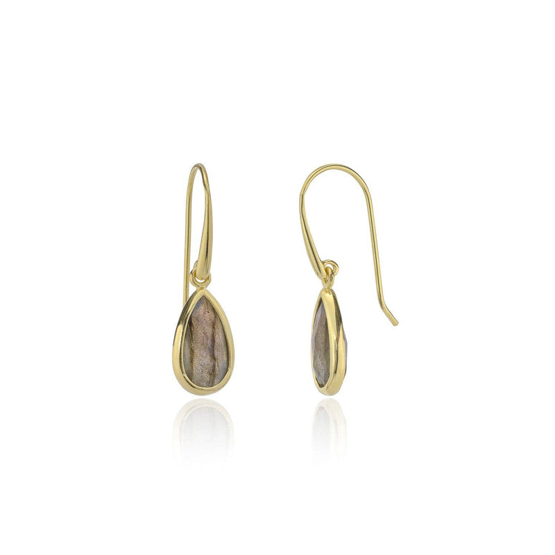 Simi Teardrop Gemstone Earrings Gold Labradorite