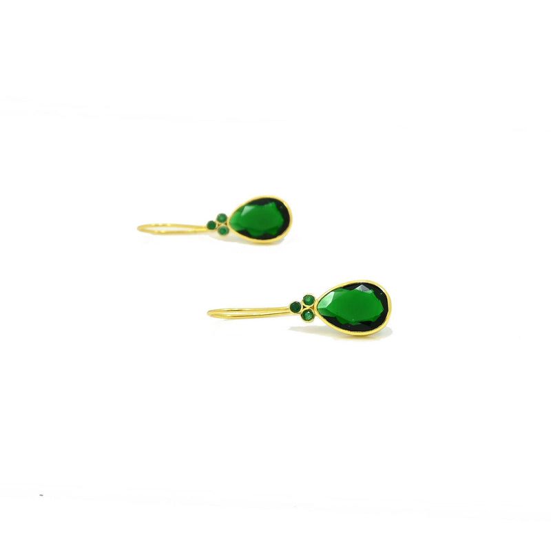Delilah Earring 925 Silver Gold - Green Tourmaline & Onyx