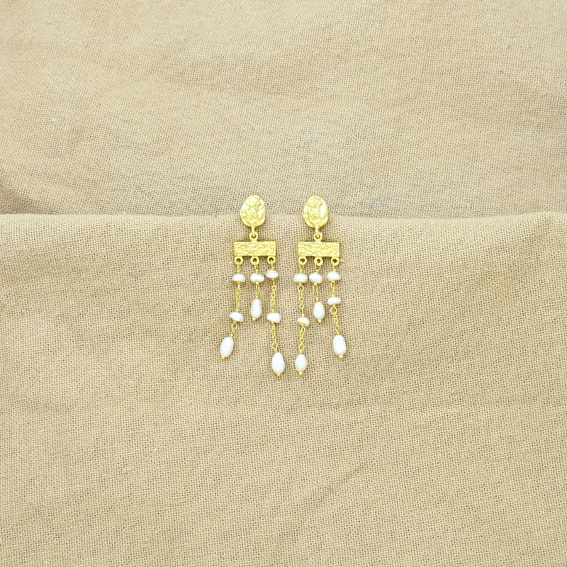 Amaya Earrings Gold - Pearl