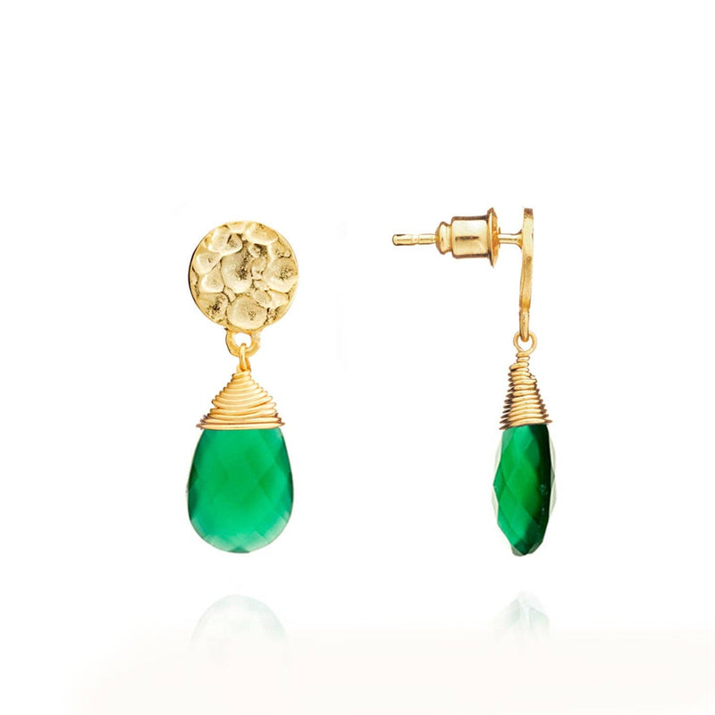 Athena Large Drop Earrings: Green Onyx