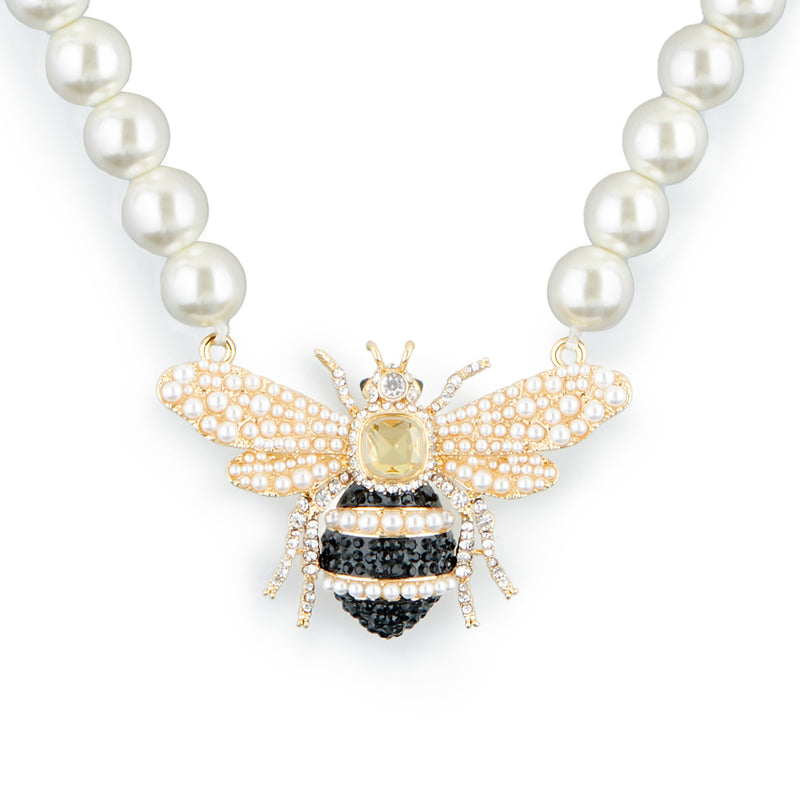 Bejewelled Bee Pearl Statement Necklace