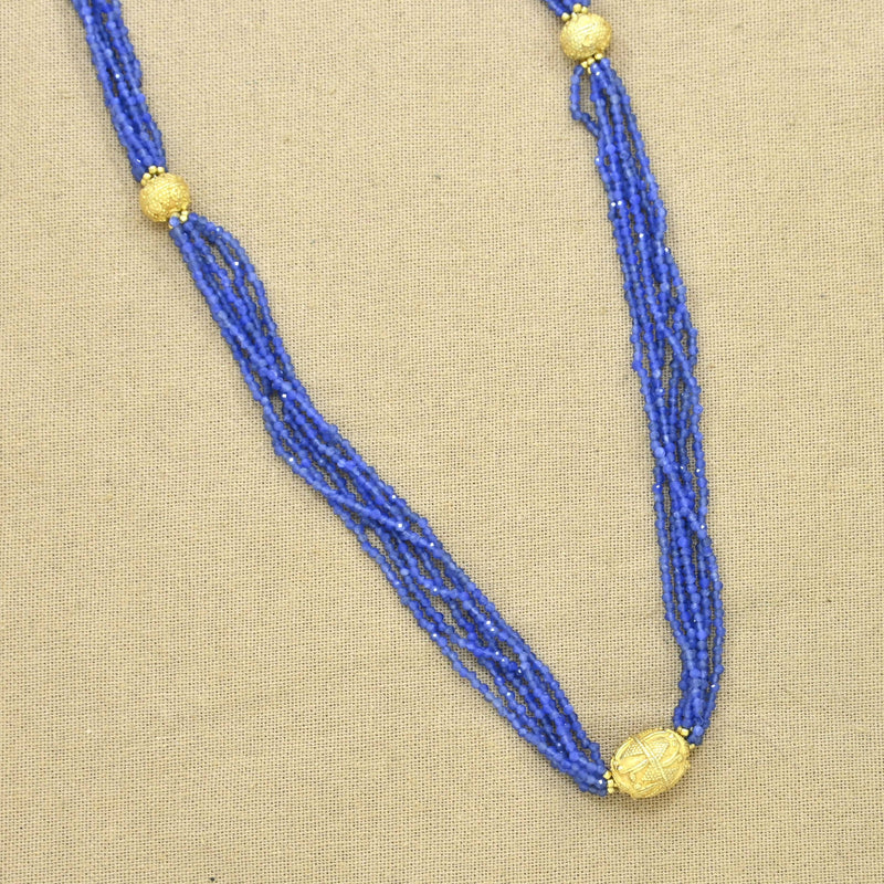 Empress Long Necklace Gold Silver 925 - Sodolite