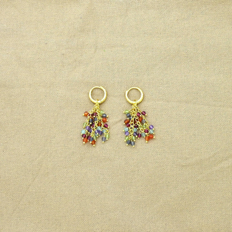 Georgia Hoop Earring Gold - Multi Color Gemstone