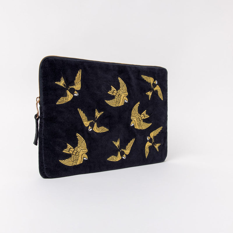 Small Laptop Case - Charcoal Swallow