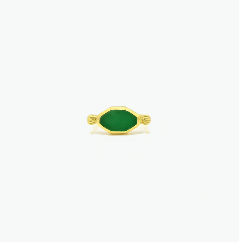 Geometric Ring - Green Onyx