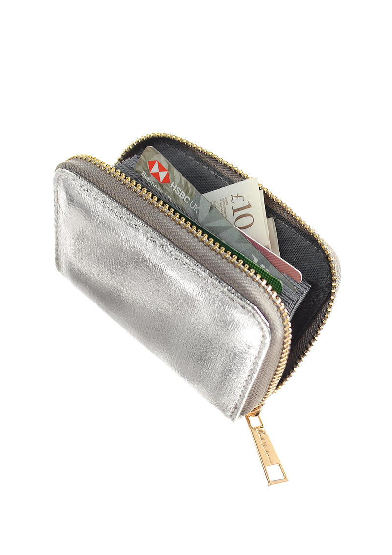 Metallic Card Wallet - Silver